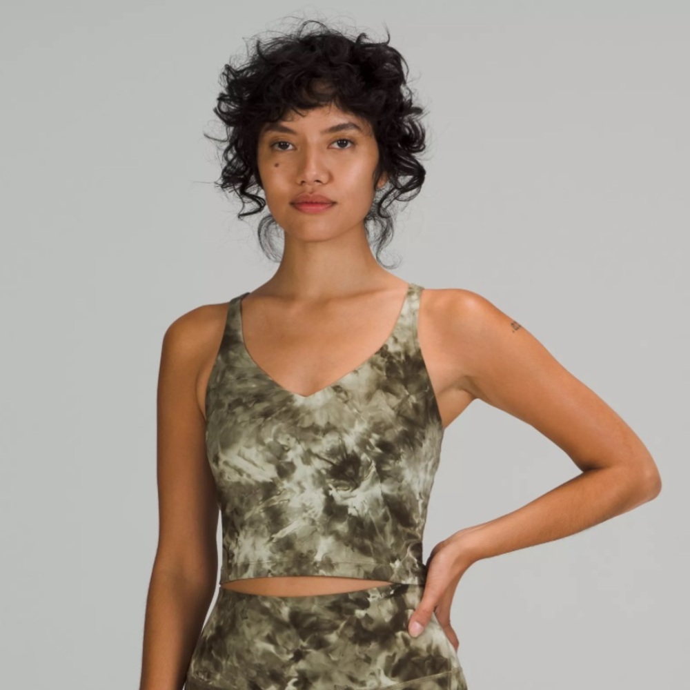 LULULEMON ALIGN CROPPED TANK TOP Diamond Dye Light Sage Medium Olive